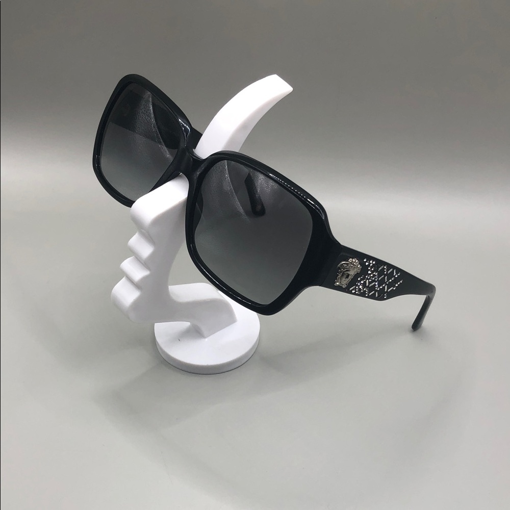 Versace MOD 4204 B women’s sunglasses square semi oversized black FLAWS READ